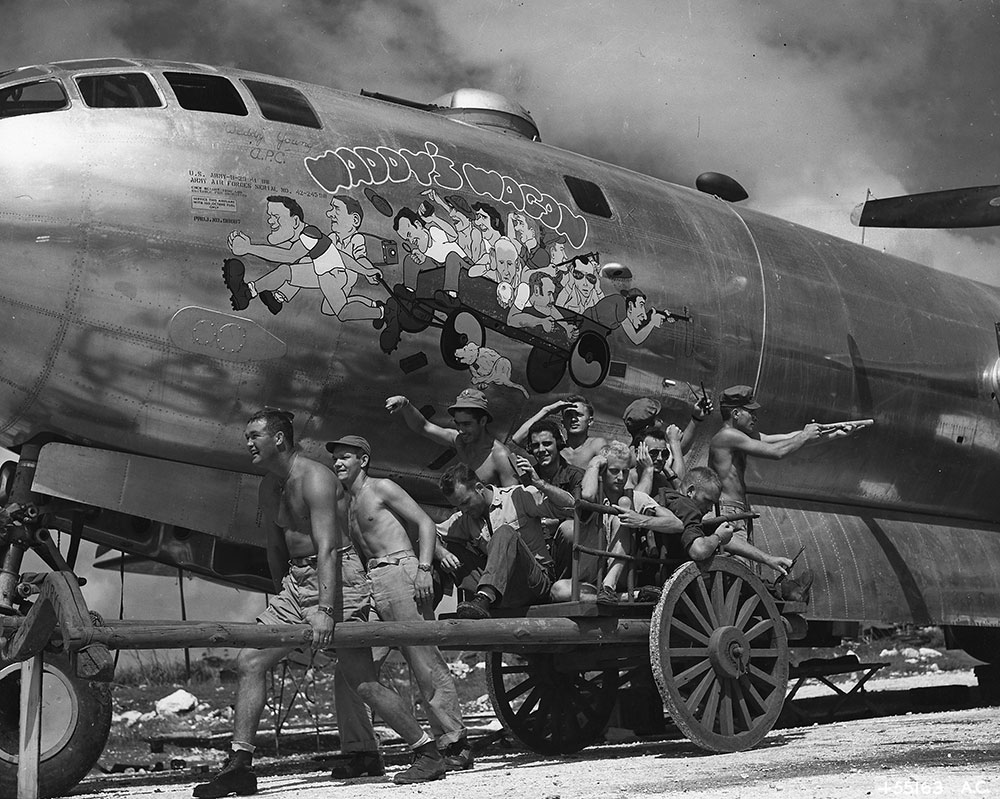 original black and white version of Waddy's Wagon B-29 Superfortress